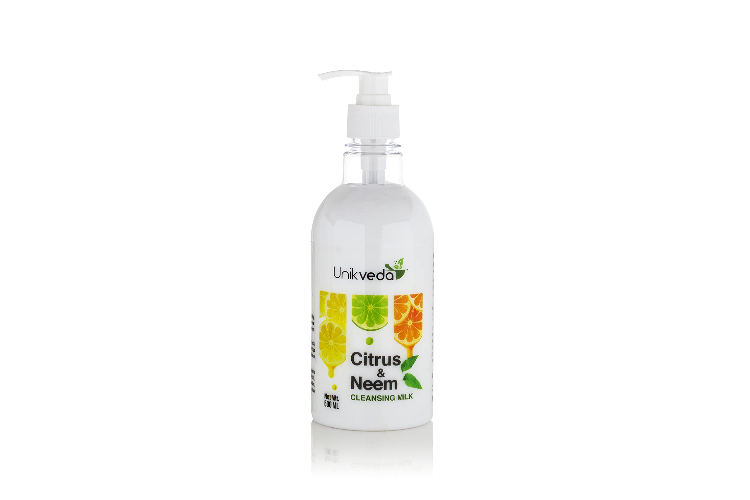 UNIKVEDA Citrus Neem Hydrating Non Sticky Cleansing Milk For Refreshing n Soothing Face, Deep Pore Cleanser Milk For Removing Makeup n Impurities | Women n Men, 500ml