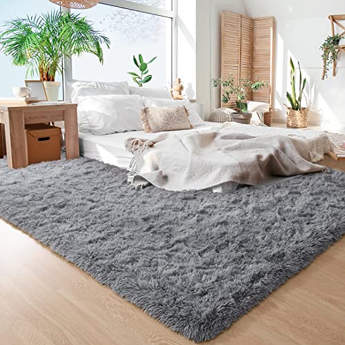 Yj.gwl Soft Area Rugs For Bedroom Living Room Plush Fluffy Rug 4X6 Feet, Grey Shag Rug Carpet Non Shedding For Nursery Playroom Dorm, Indoor Modern Fuzzy Rug For Kids Girls Room Home Decor #TOP1