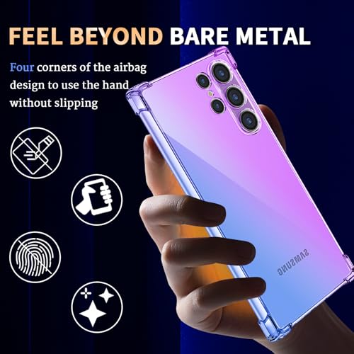 Coque Galaxy S23 Ultra transparente avec cordon TPU violet bleu - 4