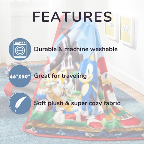Image of Franco Sonic The Hedgehog Anime Kids Bedding Super Soft Silk Touch Throw, 40 in x 50 in, (Official Licensed Product) (Pack of 3)
