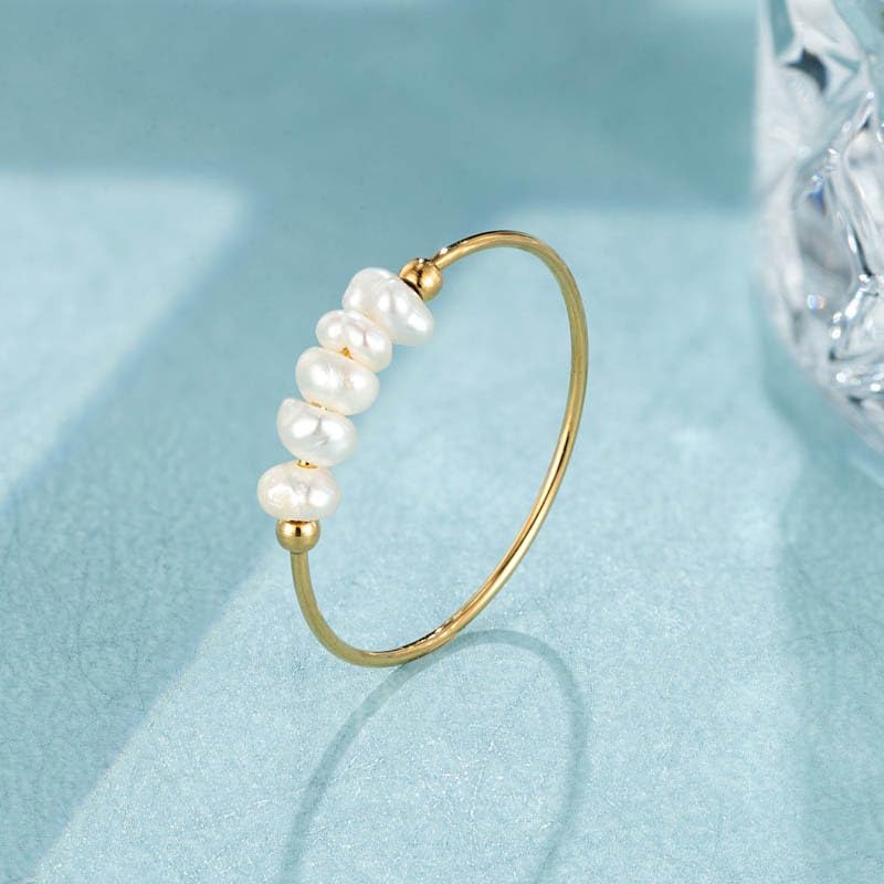 ZMANYIJEW Freshwater Pearl Ring for women,Dainty Minimalistic 316L Stainless Steel Gold Stacking Statement Wedding Finger Pearl Rings Holiday Gift for Women - Image 8