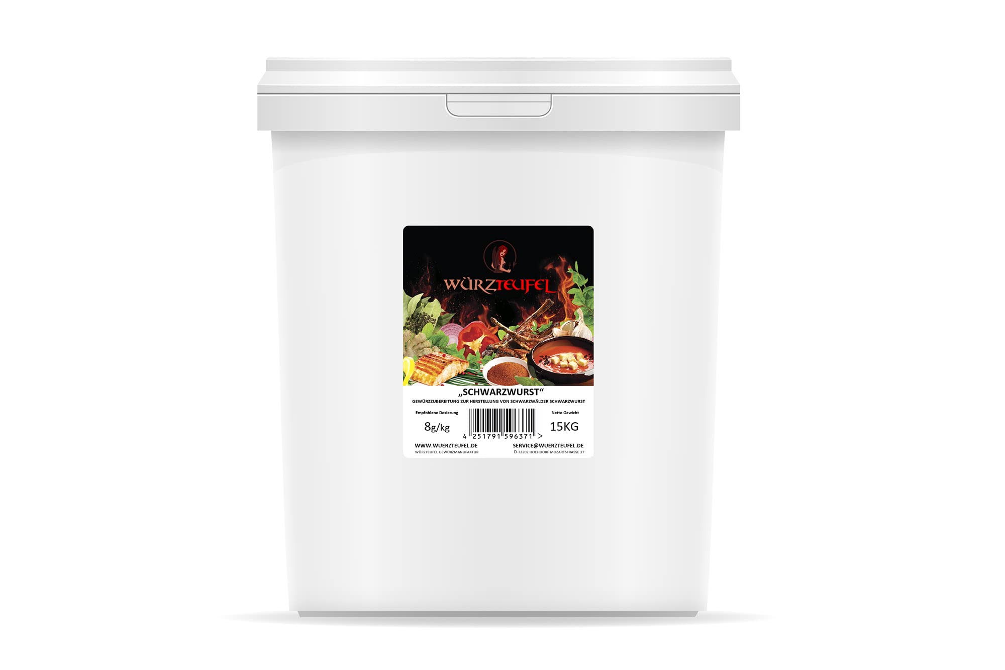 Schwarzwurst - Gewürz, original Scharzwälder Blutwurst - Gewürz ohne Zusatzstoffe. PP - Eimer 15KG