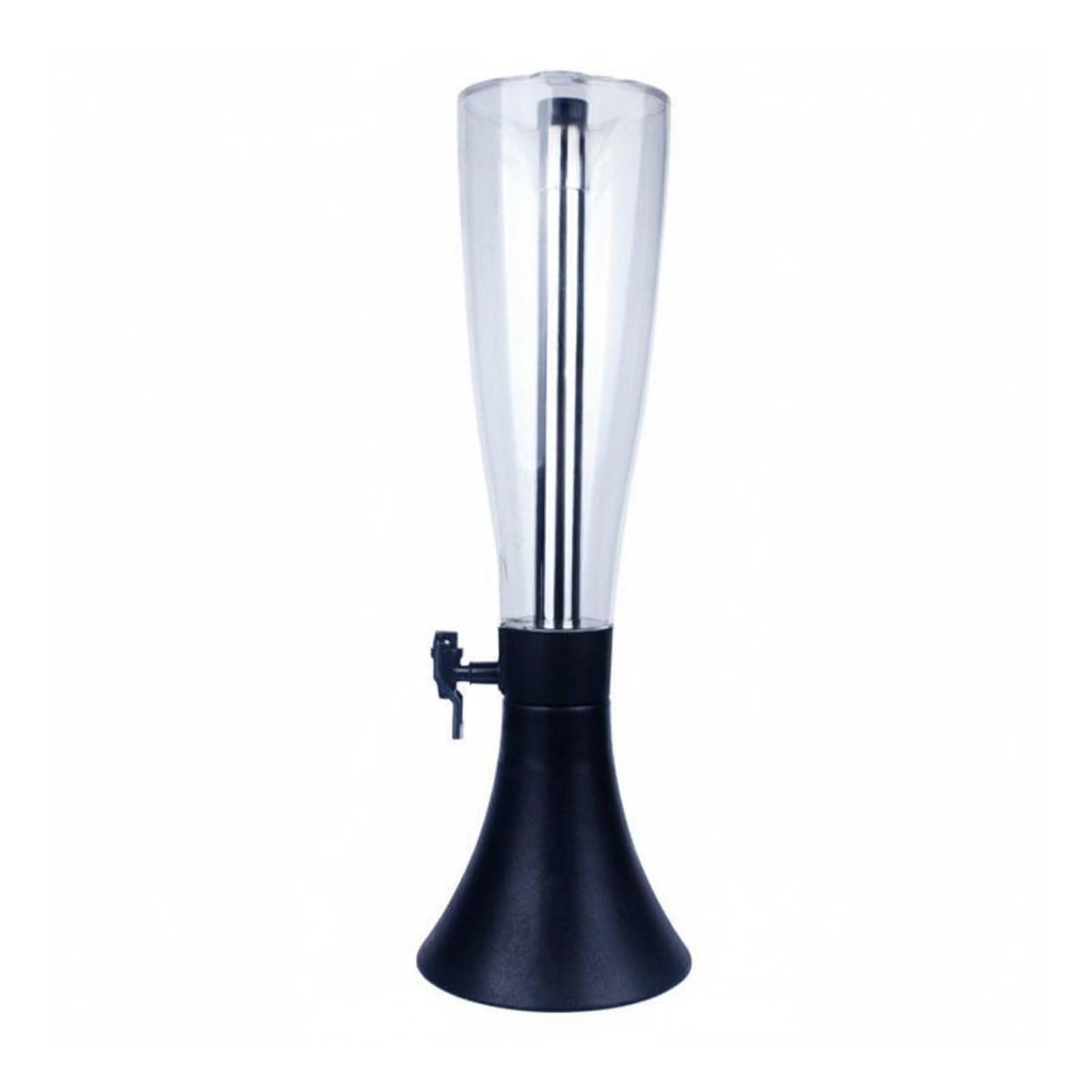 Dispensador de Cerveza de Acrílico Multiuso Dispensador Bebida con Grifo Base Estable Torre Bebida Madera para Bartenders, Fiestas, Moderno Con Base Negra