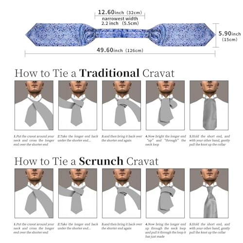 Image of DiBanGu Mens Silk Ascot Ties Paisley Jacquard Woven Cravat and Pocket Square Cufflinks with Lapel Pin for Business Wedding