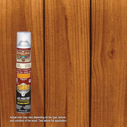 Image of Ready Seal Exterior Wood Stain | Turbo Spray System | Professional Grade Oil-Based Stain and Sealer in One | Ideal for Decks, Fences, Pergolas, Wood Siding & More | 24 Ounce | Natural Cedar