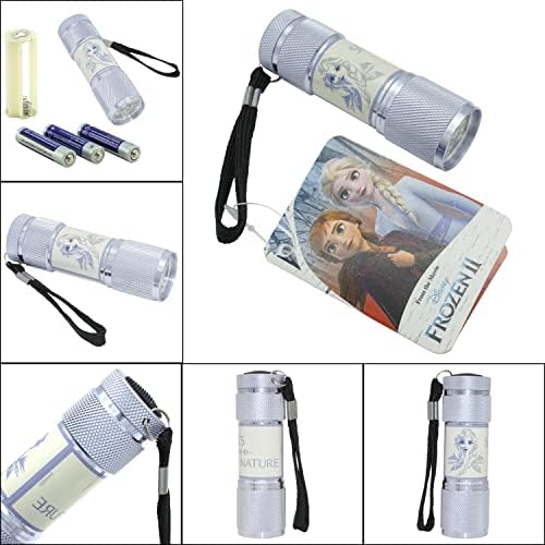 SRV Hub - Kids Aluminum 9 LED Torch with Colours Featuring Frozen Character Elsa for Girls 3+ Years - Frozen (Light Purple)