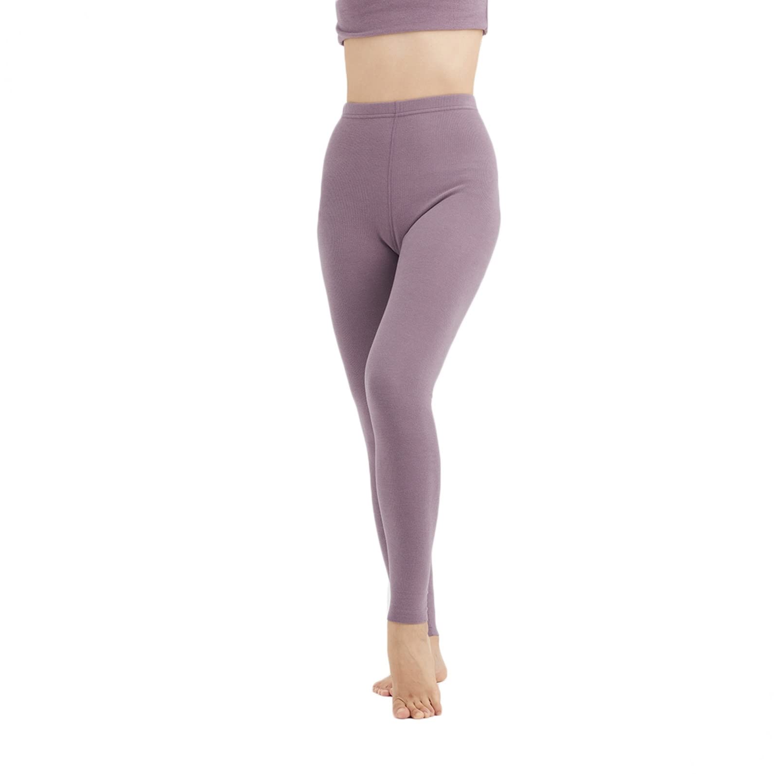 Dsnyu Warm Long Johns Women, Polyester Thermal Pants, Purple Thermal Bottom M