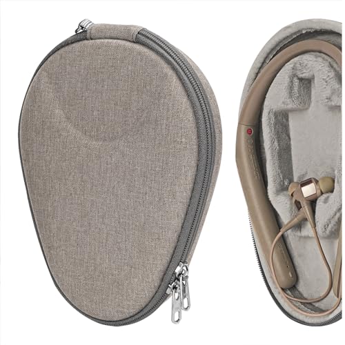 Geekria Shield Case for Neckband Bluetooth Headphones, Replacement Protective Hard Shell Headset Travel Carrying Bag with Cable and Charger Storage (Brown)