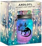 Make Your Own Axolotl Lantern Jar Night light Arts and Crafts for Kids, Axolotl Gifts, Birthday Present for Girls and Boys Ages 3 4 5 6 7 8 9 10 11 12+ Years old, Toys for Little Girls Animals Craft