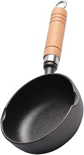 RUNROTOO Cast Iron Small Oil Pan Pour Spout Mini Butter Melting Pot for Heating Milk Water and Cooking Eggs Kitchen Cookware