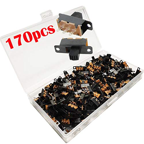 VISSQH 170pcs Interrupteur à Glissière SPDT Panneau Commutateur à Glissière Commutateur à Glissière 3 Broches 2 Positions pour DIY PCB Arduino Electronic Assembl Interrupteur à Glissière