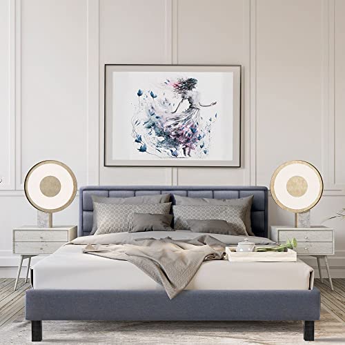 Wakefit Bed | King (78 X 72) Solid Wood Bed, Upholstered, Without Storage, 3 Year Warranty - Surma - Omega Blue