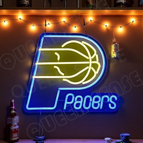 Queen Sense 16"x14" for Indiana Basketball Pacer LED Neon Sign for Wall Decor USB Powered Dimmable Neon Light BH1375