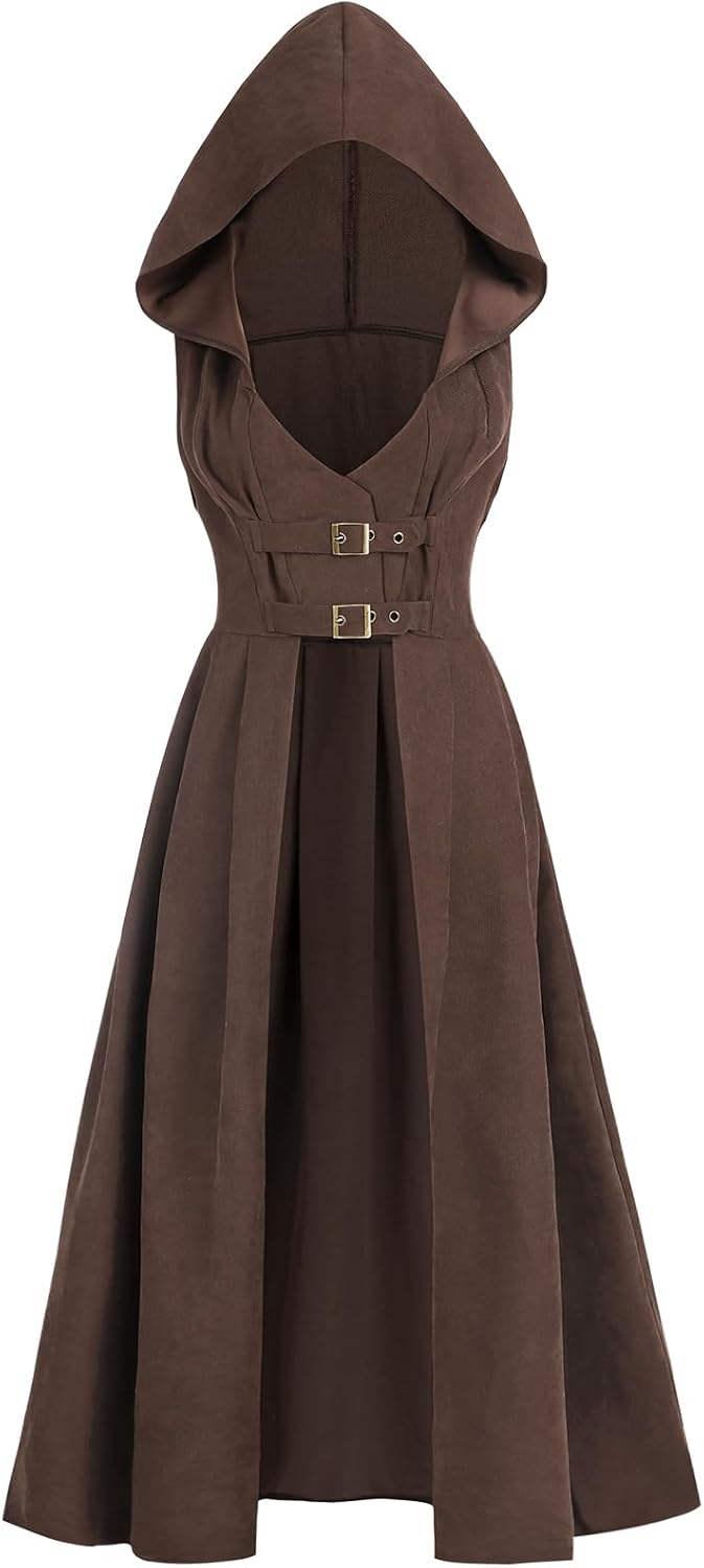 FCCAM Victorian Dress for Women 1800s Long Sleeve Edwardian Dress with Corset Renaissance Costume