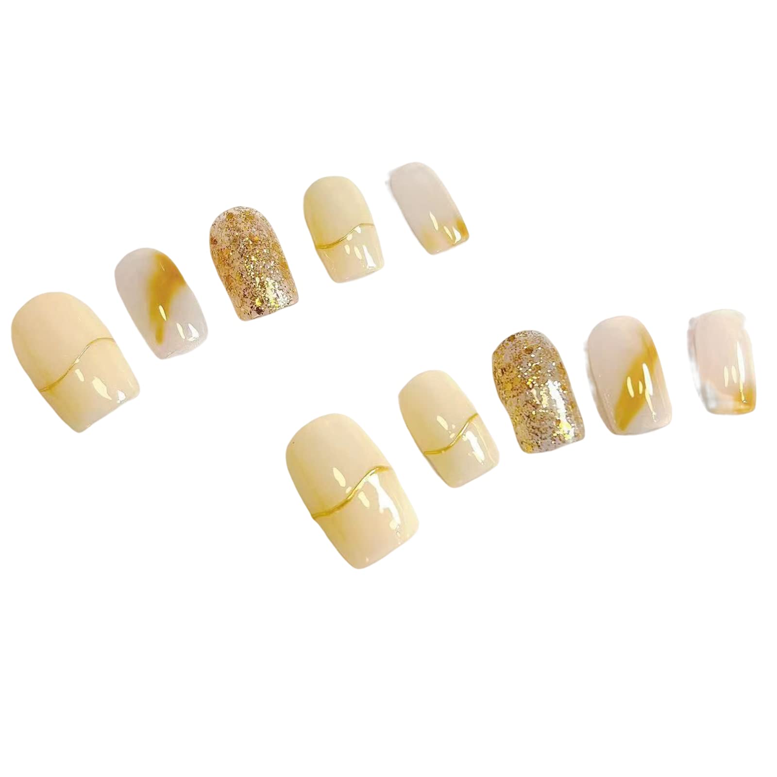 Press On Nails, 10 Stück tragbares Maniküre-Stück, handgefertigte Kunstnägel, wiederverwendbares künstliches Kunstnägel-Set für Frauen und Mädchen (L, F) (ES)