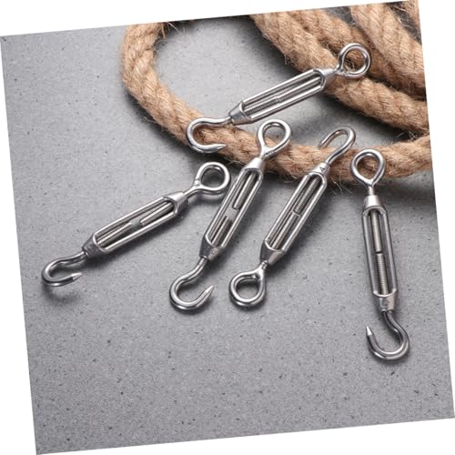 5 piezas Tensores de acero inox 304 M5 para cable con gancho y ojo ajustables para cercas, toldos y tensado industrial miniatura 6