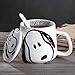 Taza de cerámica Personalidad creativa con tapa Cuchara Oficina Hogar Taza de café Taza de agua linda Taza de pareja 350ml
