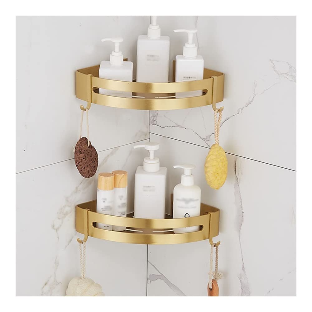 Estantes Flotantes para Baño, Esquina, Ducha, Estante de Baño, Estante de Baño Montado en la Pared, Soporte de Champú de Aluminio Dorado Cepillado, Organizador de Cosméticos, Estante/R Oro C