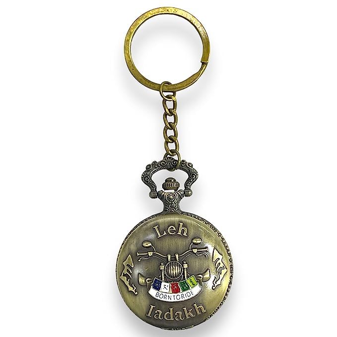 Image of Blue Aura Premium Pocket Watch Metal Keychain Retro Vintage for Gifting with Key Ring Anti-Rust (BA-KWIC-7)