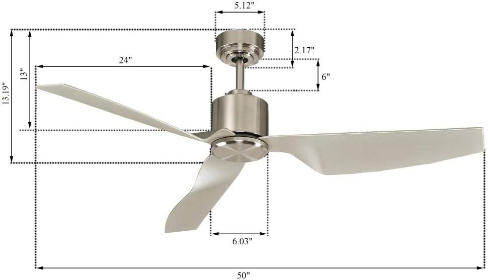 Black Friday 🔥 Lucci Air 210525010 Climate II DC Ceiling Fan, 50 Inch, Brushed Chrome with Silver Blades