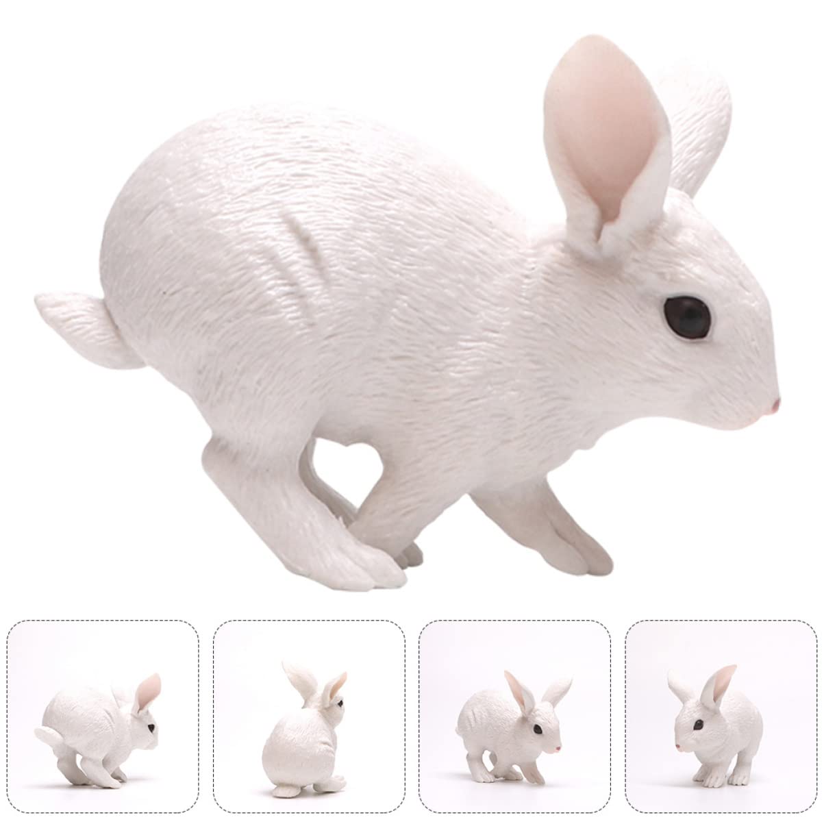 Cabilock 6 Stück Weißes Kaninchen Ornament Modell Fisch Aufkleber Häschen Miniaturfiguren Solar Süßes Faultier Plüsch Katze Originelle Leuchtende Tiere Zoo Puppe
