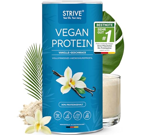 STRIVE Vegan Protein | Vanille | 24g Protein pro Portion, laborgeprüfte Qualität, vollständiges Aminosäureprofil aus fünf Premium Protein Quellen, 600g Eiweiß Pulver