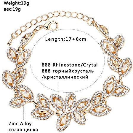 Flower Teardrop Earring and Bracelets Silver/Gold/Champagne Bridal Jewelry Sets for Women — 사진 5