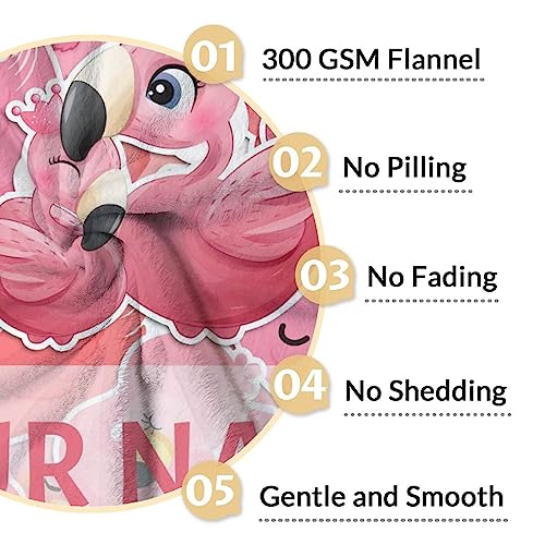 Personalized Flamingo Blanket Gifts with Name - 50x60 Inches Cute Throw for Women & Girls - Pink Soft Fuzzy Blankets for Bed, Couch & Living Room