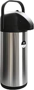 Airpot Pumpkanne 3l Isolierkanne Thermoskanne isolierte Kaffeekaraffe Kaffeekanne Gastro Kaffeespender auch für Camping aus Edelstahl & GRATIS-HLKauf-Block