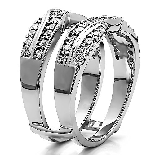 TwoBirch Sterling Silver Infinity Bypass Engagement Ring Guard With Cubic Zirconia (3/4 ct., Size 8)3