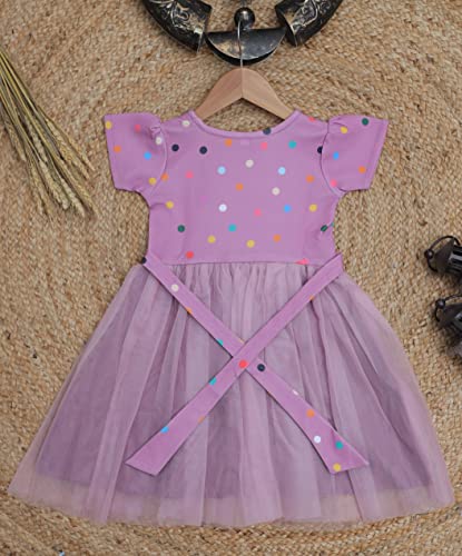 Image of TAGAS Baby-Girl's Valantino & Net Fit and Flare Standard Length Dress (KD-405-PINK-7 Pink 7 8 Years)