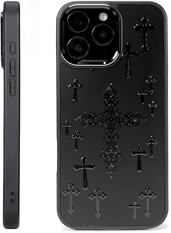 Case for iPhone 15 Pro Max,Compatible with MagSafe,TPU Slim Shockproof Camera Protective Phone Cover for iPhone 15 Pro Max-Black Cross