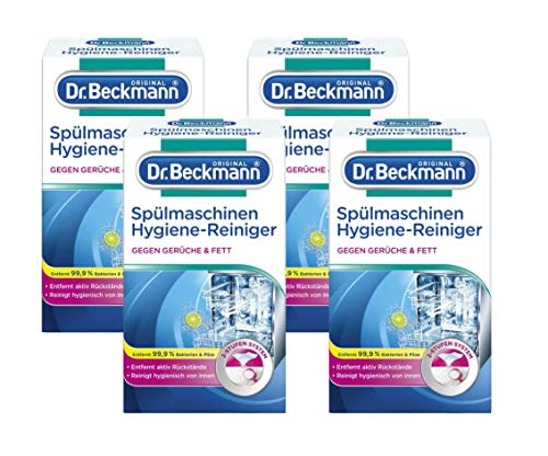Spülmaschinen Hygiene-Reiniger (4x 75 g) entfernt Rückstände, Fett und unangenehme Gerüche inkl. Spezial-Reinigungs-Tuch