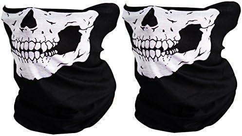 CIKIShield Couples Seamless Skull Face Tube Mask Black (2pcs-white)