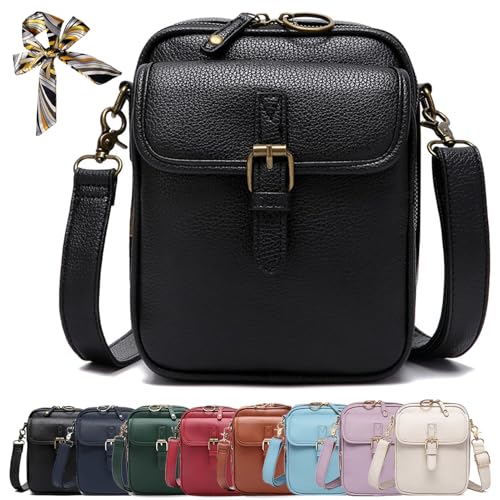 Sculpture Crossbody Leather Bag, Urvashi Crossbody Leather Bag For Women, With Built In Wallet, Vintage Anti-Theft