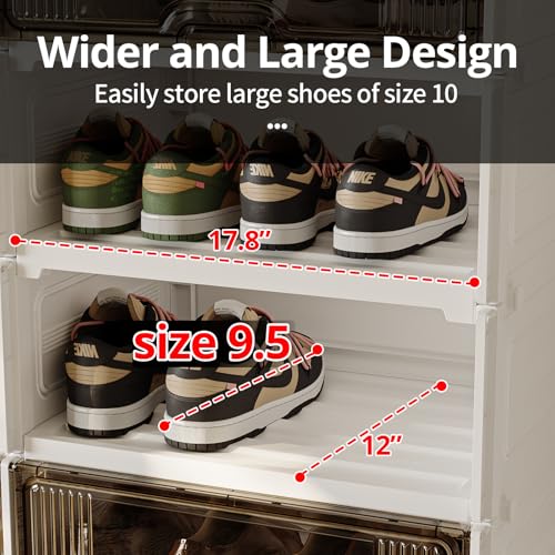 Image of MAGINELS 6-Tier Shoe Rack,Expandable Plastic Shoe Cabinet. Shoe Storage with Door,Entryway, Closets, Hallway, and Bedroom.Accommodates Up to 24 Pairs of Shoes.Grey (2 BY 8)