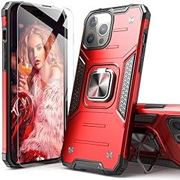 IDYStar for iPhone 15 Case with Screen Protector,Hybrid Drop Test Cover with Car Mount Kickstand Sturdy Shockproof Slim Fit Protective Phone Cover for iPhone 15,Red