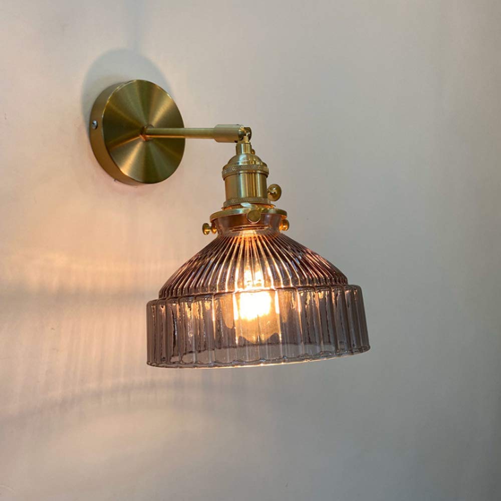 Lámpara de Pared Nordic Personality de Cristal y latón, Estilo literario, luz de Pared Fresh Wind, Casquillo E27, iluminación de Pared para Dormitorio, mesita de Noche, Comedor, pa
