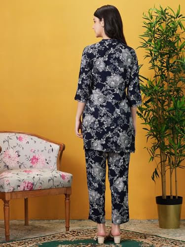 Image of AV2 Women's Maternity Night Suit Set|Nursing|Feeding Printed Tunic & Bottom Coord Set 2426