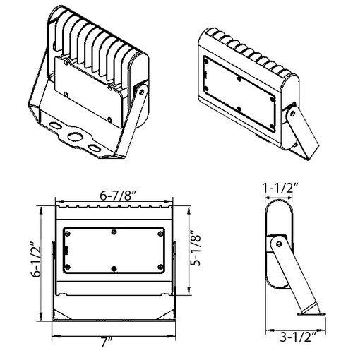 Miniatura 4 de Morris Productos Luz de inundación LED de pantalla plana, Montaje de soporte - Diseño de perfil bajo, Carcasa de aluminio fundido a presión de