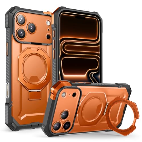 Image of SUPCASE for iPhone 17 Pro Case with Stand & Camera Control Button, Coral | Compatible with MagSafe, Military-Grade Drop Protection, Anti-Slip Grip, Heavy Duty Magnetic Phone Case, Unicorn Beetle Grip