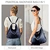 Bestash Damen Rucksack Leder,Handtasche Rucksack Tasche 2 In 1,Einfarbig Elegant Schultertasche für Alltag Arbeit Ausflug Schule Einkaufen Geeignet (Schwarz) #2