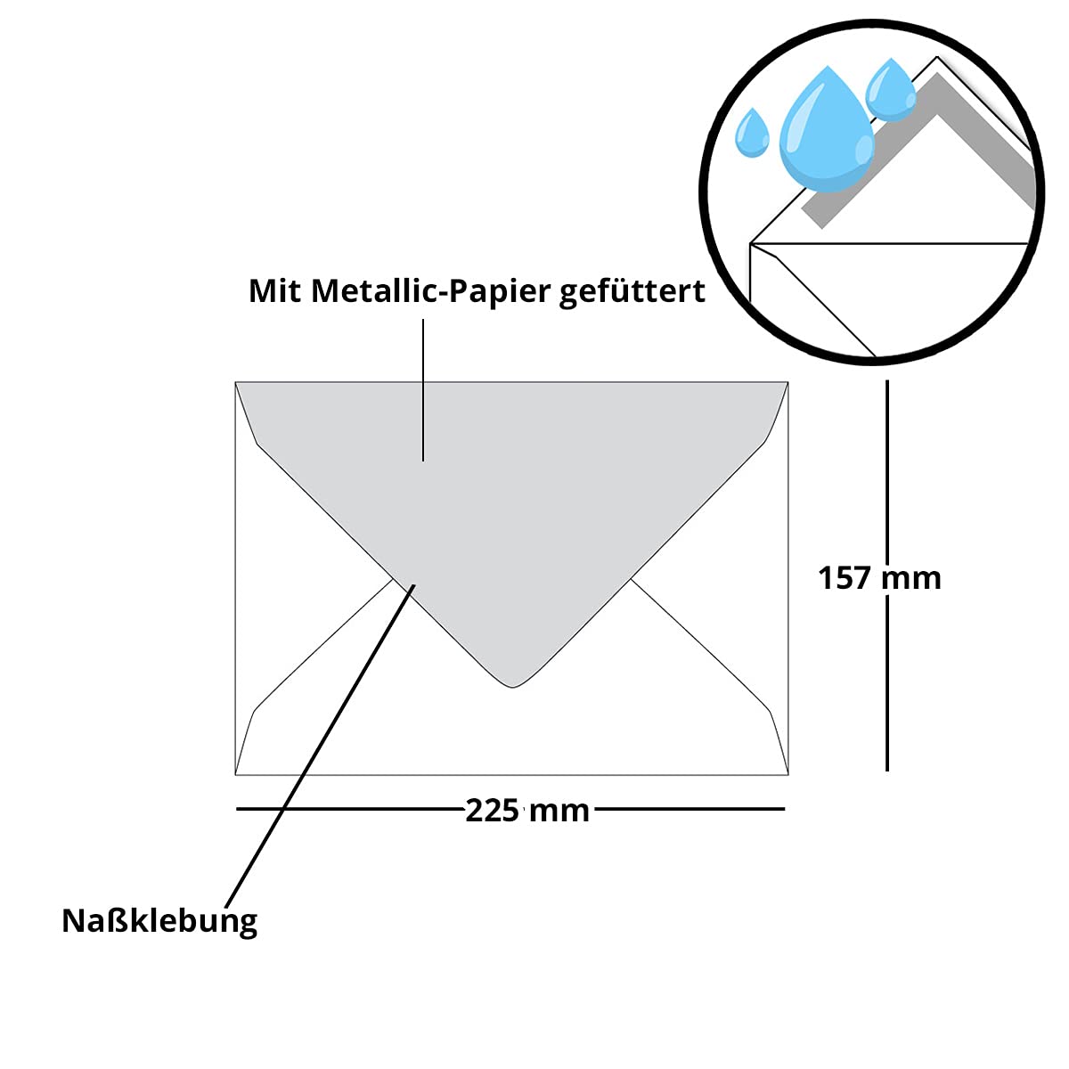 25 x enveloppes DIN C5, 15,7 x 22,5 cm, en blanc naturel avec doublure en soie dorée, collage humide, enveloppes à lettres vierges, enveloppes postales sans fenêtre au format C5, marque : FarbenFroh
