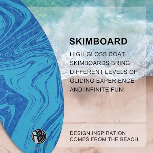 41” Skipper Skimboard for Beginners, Teens & Adults - High Gloss Coat Wooden Beach Skim Board with 3 Color Traction Pad Options