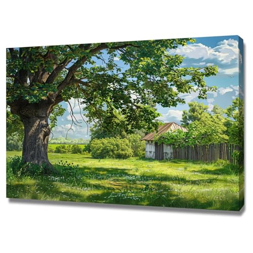 Tableau de paysage moderne WODJEM 60x80cm encadré pour salon