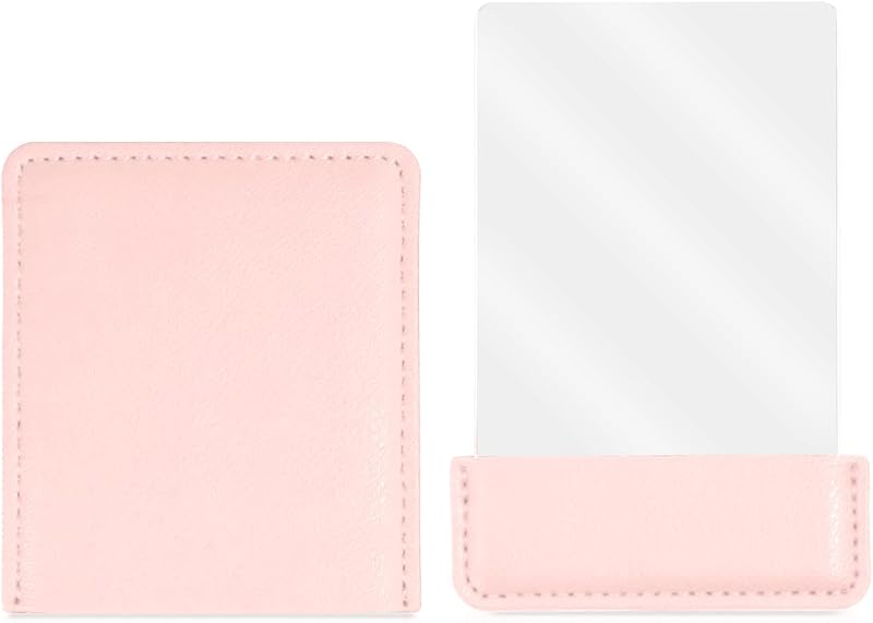 Espelho compacto retangular BangBoom em aço inoxidável com capa protetora, Pale Pink