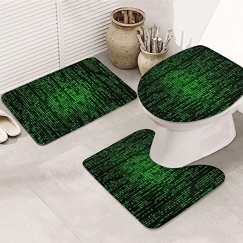 Lot de 3 tapis de bain antidérapants en microfibre motif vert