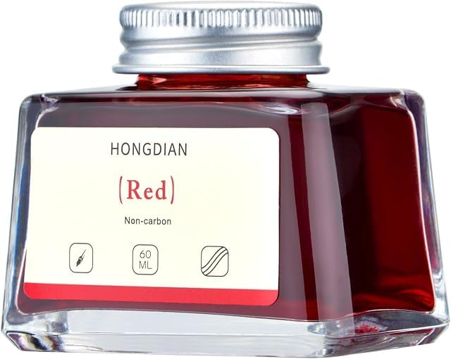 Image of HONGDIAN, Ink Bottle - Non Carbon | RED | 60ml Premium Writing Ink.