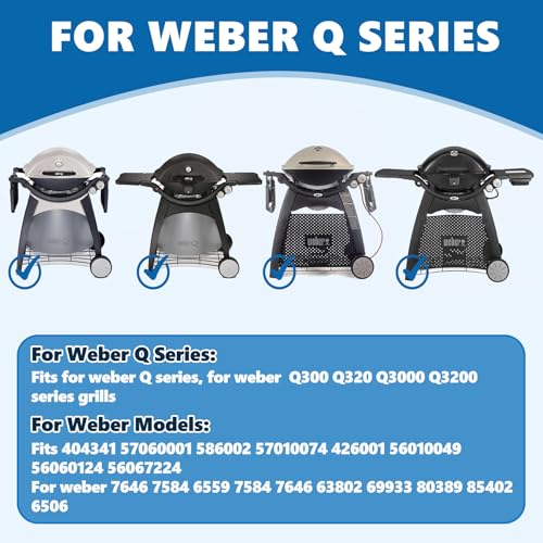Image of SafBbcue 7584 25 inch Cast Iron Cooking Grates & 65032 23.75 inch Grill Burner for Wber Q300 320 3000 3200 57060001 586002 Grills, Baby Q Grill Grids & Grates and Grill Burner Tube Kit for Weber 7646 & 65032