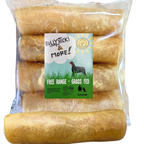 BULLYSTICKS & MORE 6 Inch Beef Collagen Rolls for Dogs (Extra Thick - 10 Count) - Bones for Dogs - Dog Parents Choice - No Hide Beef Cheek Rolls